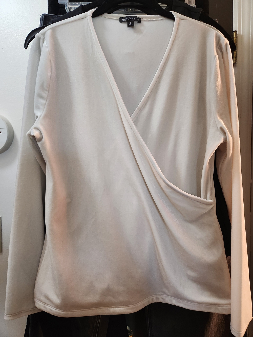 J. Crew Cream Wrap Style Long Sleeve Top